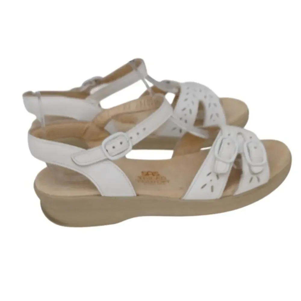 SAS Kids White Leather Comfort Sandals Girls Size 6M Tripad Comfort